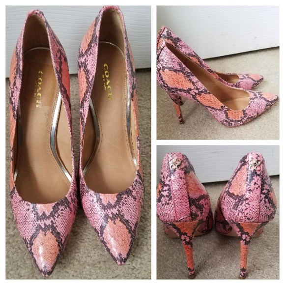 Coach Shoes - NEW! Coach Snakeskin Print Heels Size 7 w/dustbag